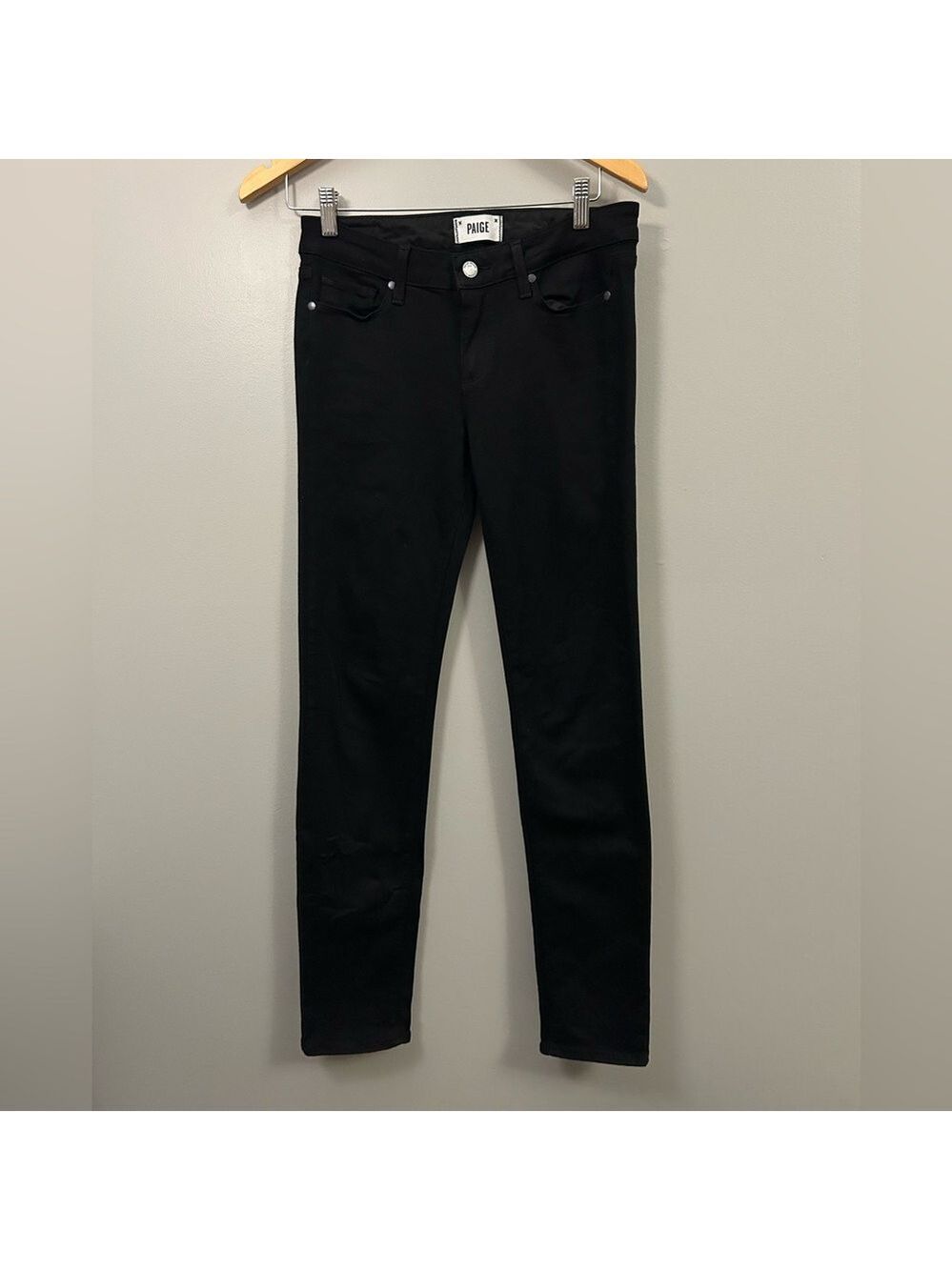 PAIGE Women's Classic Black Skyline Skinny Jeans Black Shadow Size 27
